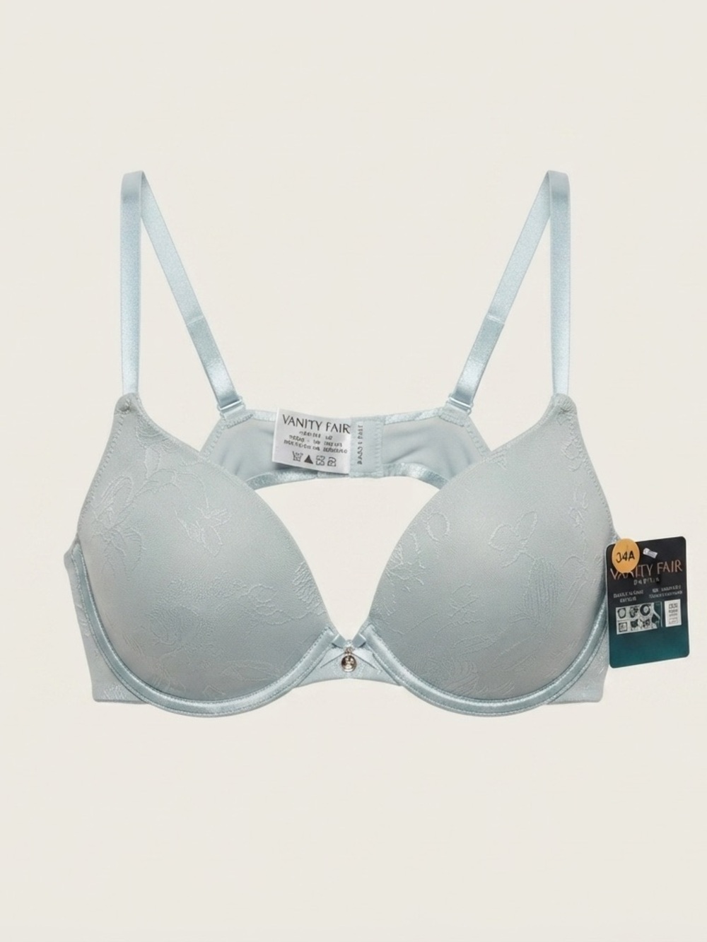 Vanity Fair Light Blue Embossed T-Shirt Bra 34A NWT